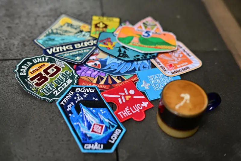 Assorted colorful embroidered patches